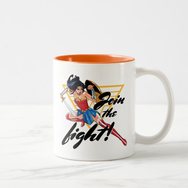 Wonder Woman with Sword - Join the Fight Zweifarbige Tasse (Rechts)