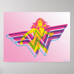 Wonder Woman Yellow Pink Comic Art Logo Poster
