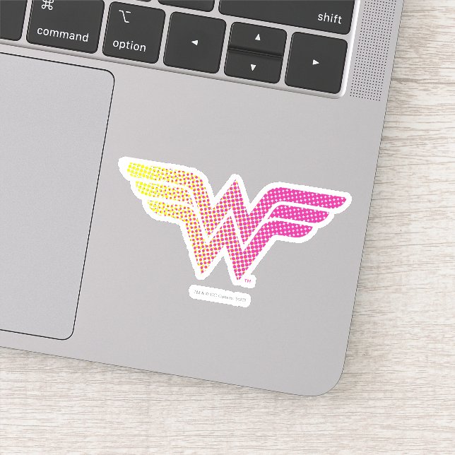 Wonder Woman Yellow Pink Halbftone Gradient Logo Aufkleber (Detail)