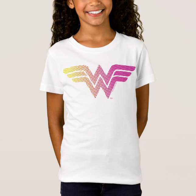 Wonder Woman Yellow Pink Halbftone Gradient Logo T-Shirt (Vorderseite)