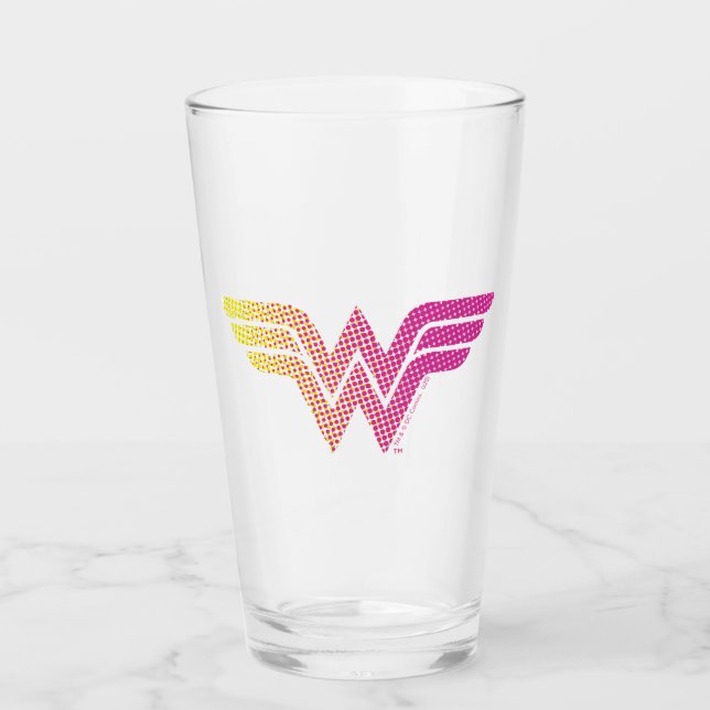 Wonder Woman Yellow-Pink Halftone Gradient Logo Glas (Vorderseite)