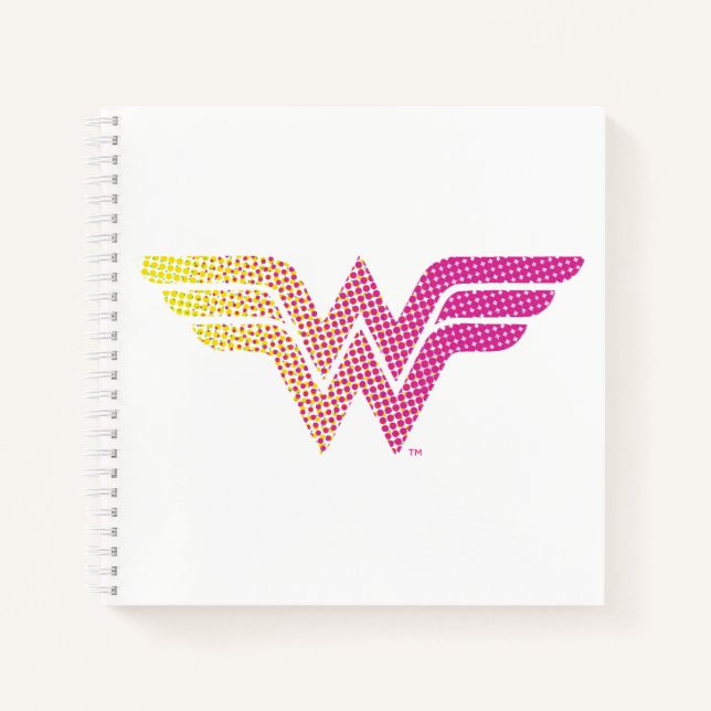 Wonder Woman Yellow-Pink Halftone Gradient Logo Notizbuch (Vorderseite)