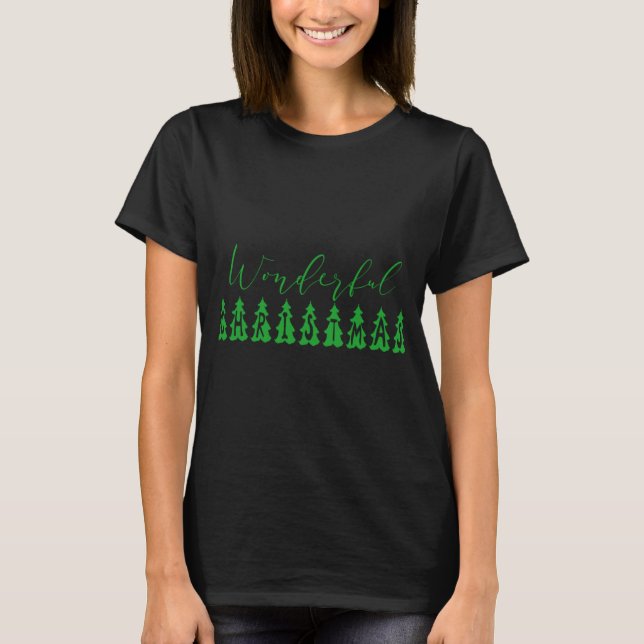Wonderful Christmas Tree Green Tygraphy T Shirt  (Vorderseite)