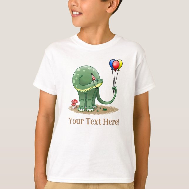 Wonderful Dinosaur Holding the Birthday Balloons T-Shirt (Vorderseite)