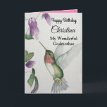 Wonderful Godmother Karte<br><div class="desc">Celebrate birthday of your wonderful godmother with an elegant hummingbird design on a charming greeting card. Created from my original watercolour painting, the lovely little bird and flower image brighten the day for birdwatchers, gardeners and nature lovers. The special woman in your life will love the pastel colours of cream,...</div>