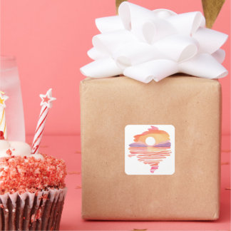  Wonderful Sunset Quadratischer Aufkleber