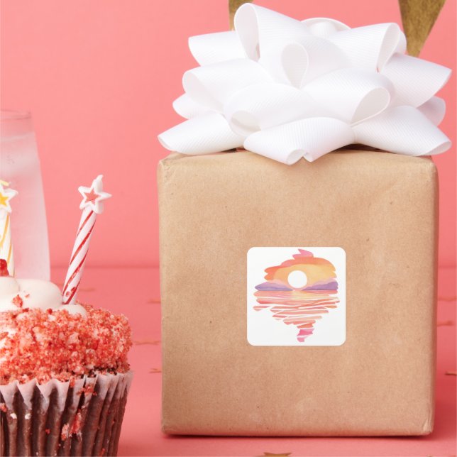  Wonderful Sunset Quadratischer Aufkleber (Party)