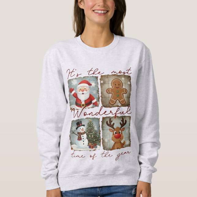 Wonderful Time Christmas Icons Nostalgia Gift Sweatshirt (Vorderseite)