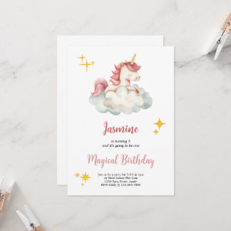 wonderful unicorn birthday invitation einladung
