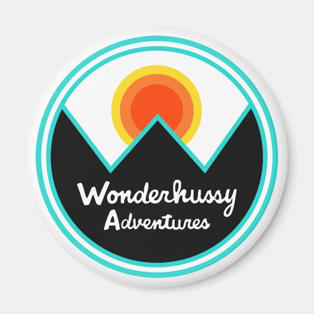 Wonderhussy Adventures Round Retro Sunset Magnet (Vorne)