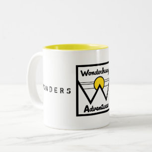 Wonderhussy Adventures Sunny Mountain Logo Zweifarbige Tasse