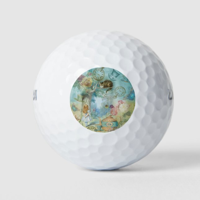 Wonderland - Alice im Wunderland Collage Golfball (Vorderseite)