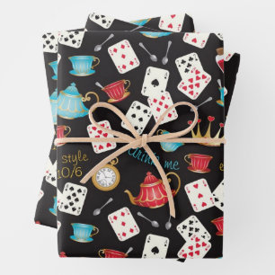 Wonderland Alice Pattern Wrapping Paper Geschenkpapier Set