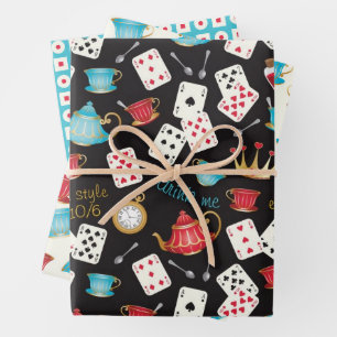 Wonderland Alice Pattern Wrapping Paper Geschenkpapier Set