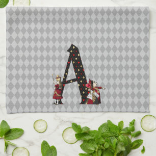 Wonderland Alice & Queen of Hearts Letter A Geschirrtuch