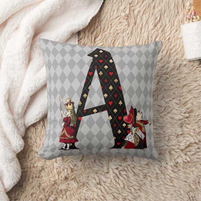 Wonderland Alice & Queen of Hearts Letter A Kissen (Decke)