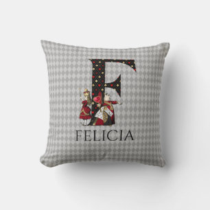 Wonderland Alice & Queen of Hearts Letter F Kissen