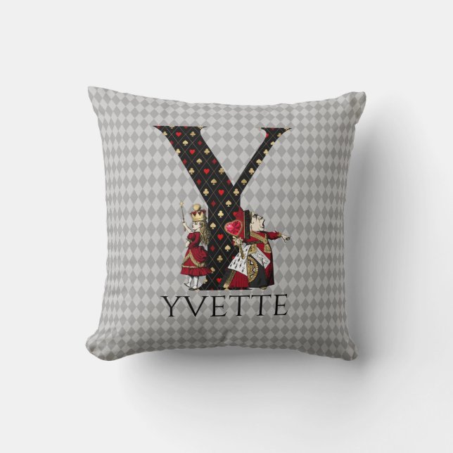 Wonderland Alice & Queen of Hearts Letter Y Kissen (Vorderseite)
