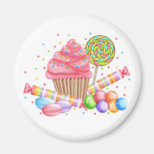 Wonderland Cupcake Candy Lollipop Sweet Tarts Magnet (Vorne)