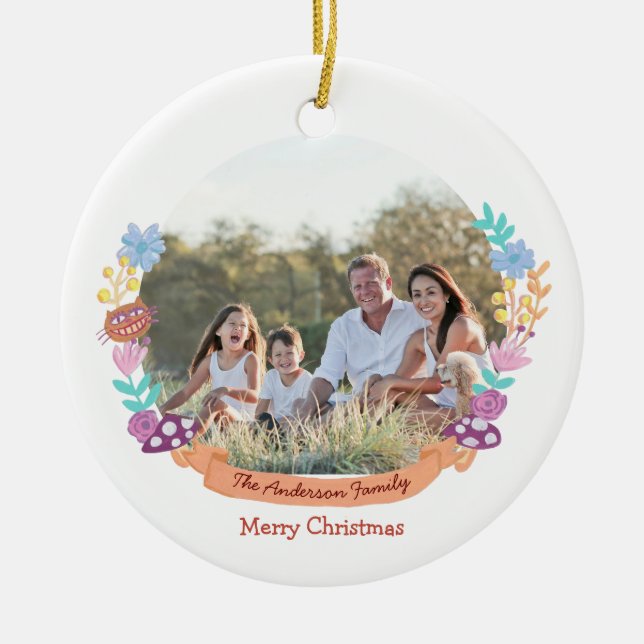 Wonderland Dreamer Blumenkranz Keramik Ornament (Vorne)