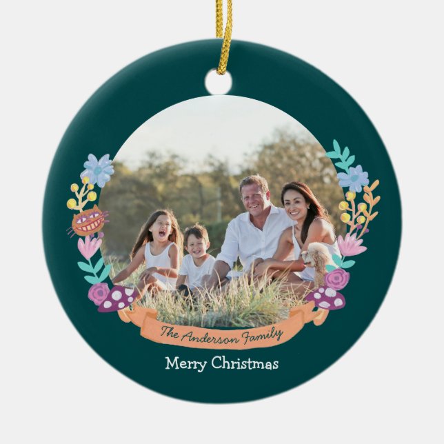 Wonderland Dreamer Blumenstrauß_grün Keramik Ornament (Vorne)