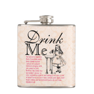 Wonderland Drink Me Pink Brocade Flachmann