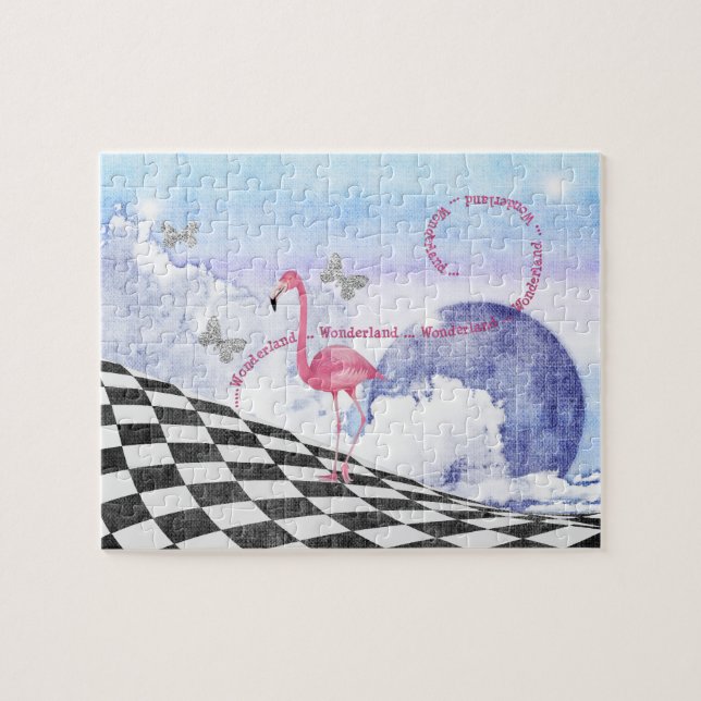 Wonderland Flamingo Cheshire Cat Tea Party Puzzle (Horizontal)
