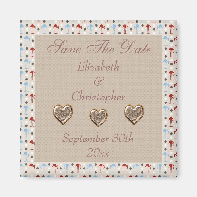 Wonderland Flamingos Save the Date Wedding Magnet (Vorne)