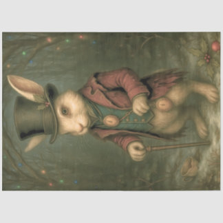 Wonderland-Inspired Victorian Rabbit Decoupage Seidenpapier