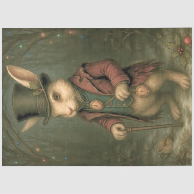 Wonderland-Inspired Victorian Rabbit Decoupage Seidenpapier (Vorderseite)
