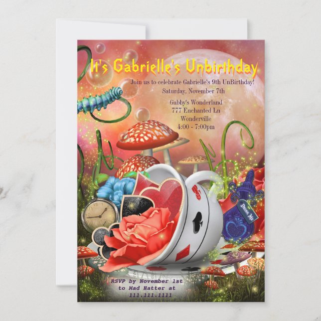 Wonderland Invasion, Wonderland Party Einladung (Vorderseite)