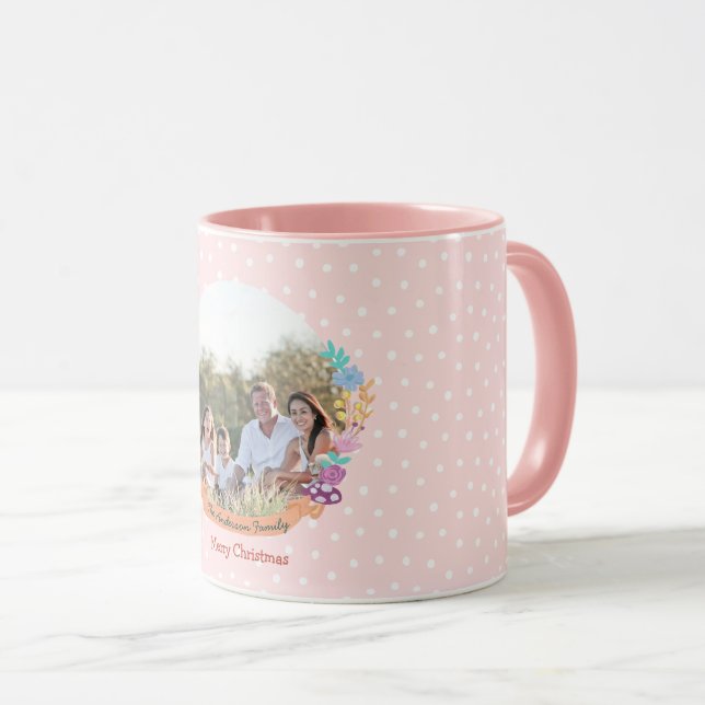 Wonderland Katzenkatze Blumenwedel Xmas Foto rosa Tasse (VorderseiteRechts)