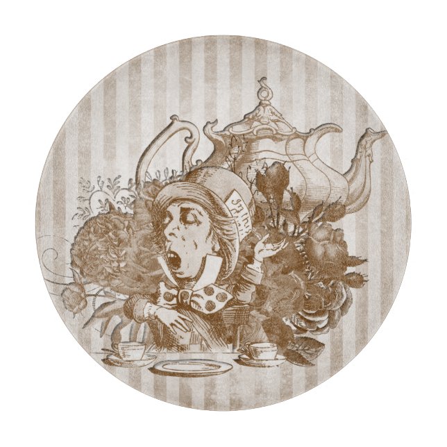 Wonderland Mad Hatter Collage Schneidebrett (Vorderseite)