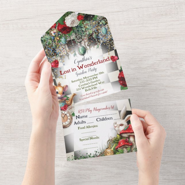 Wonderland-Party Einladung (Abreißen)