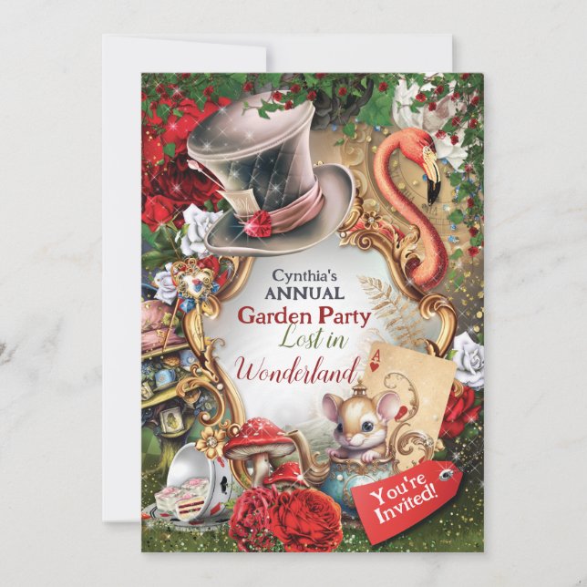 Wonderland-Party Einladung (Vorderseite)