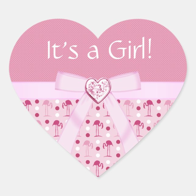 Wonderland Pink Flamingo New Baby Girl Stickers (Vorderseite)