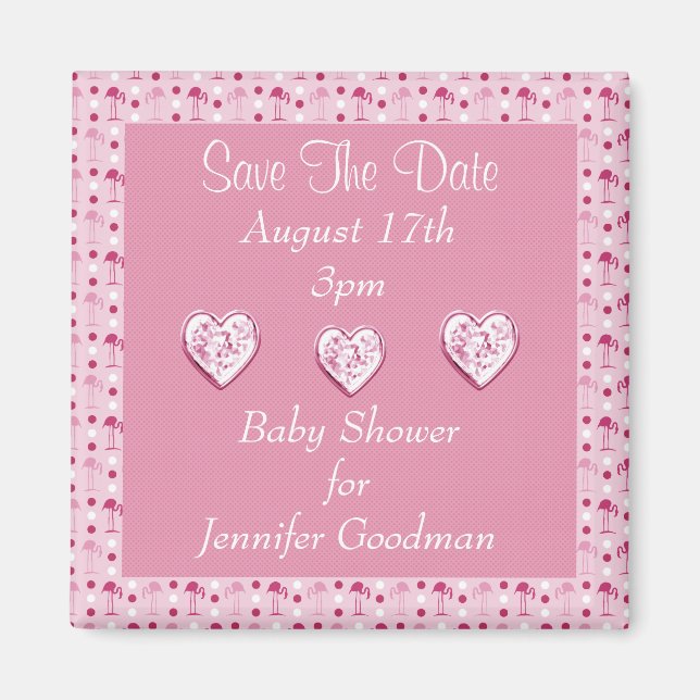 Wonderland Pink Flamingos Save the Date Baby Magnet (Vorne)