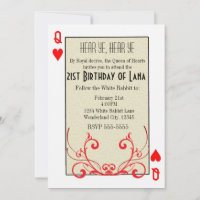 Wonderland Queen of Hearts Card Einladung