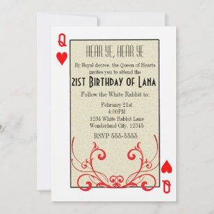 Wonderland Queen of Hearts Card Einladung
