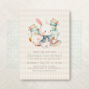 Wonderland Rabbit Tee Party 1. Geburtstag Einladung