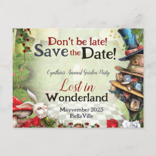 Wonderland Save the Date Postcard Postkarte
