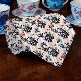 Wonderland Teapot Pattern Necktie Tie Krawatte