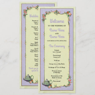 Wonderland Teekanne Florales Hochzeitsprogramm Det Einladung