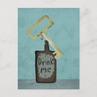 Wonderland trinken mir goldener Schlüssel Vintag b Postkarte
