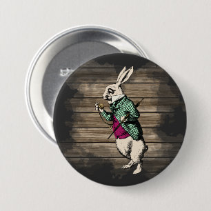 Wonderland Weiße Hasen-Minzscheibe Button