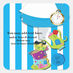 Wonderland Whimsical Tee Cups Party Sticker