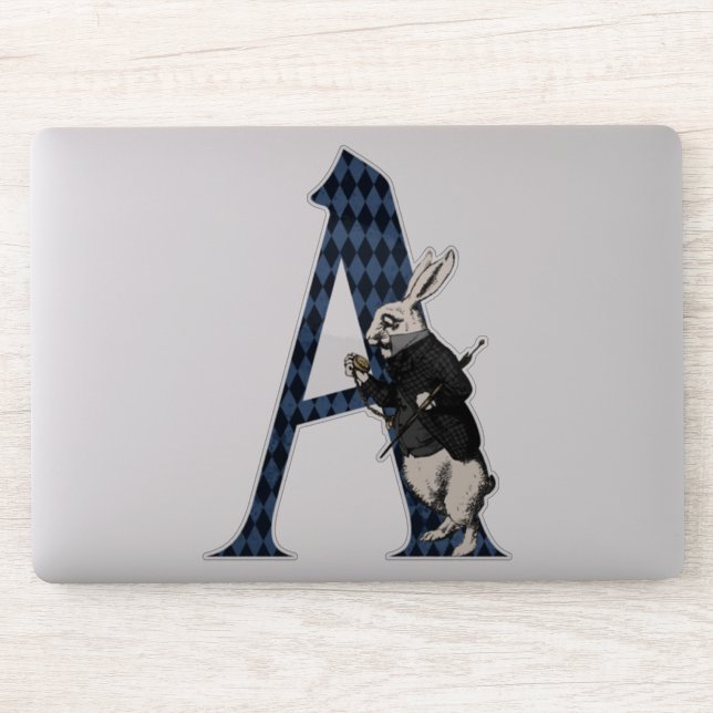 Wonderland White Rabbit Letter A Aufkleber (Computer)
