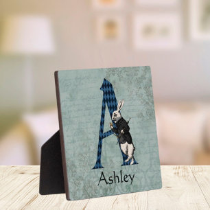 Wonderland White Rabbit Letter A Fotoplatte