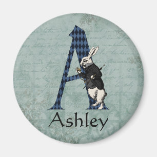 Wonderland White Rabbit Letter A Magnet