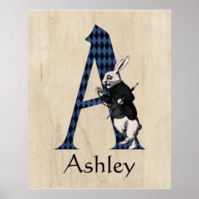 Wonderland White Rabbit Letter A Poster (Vorne)